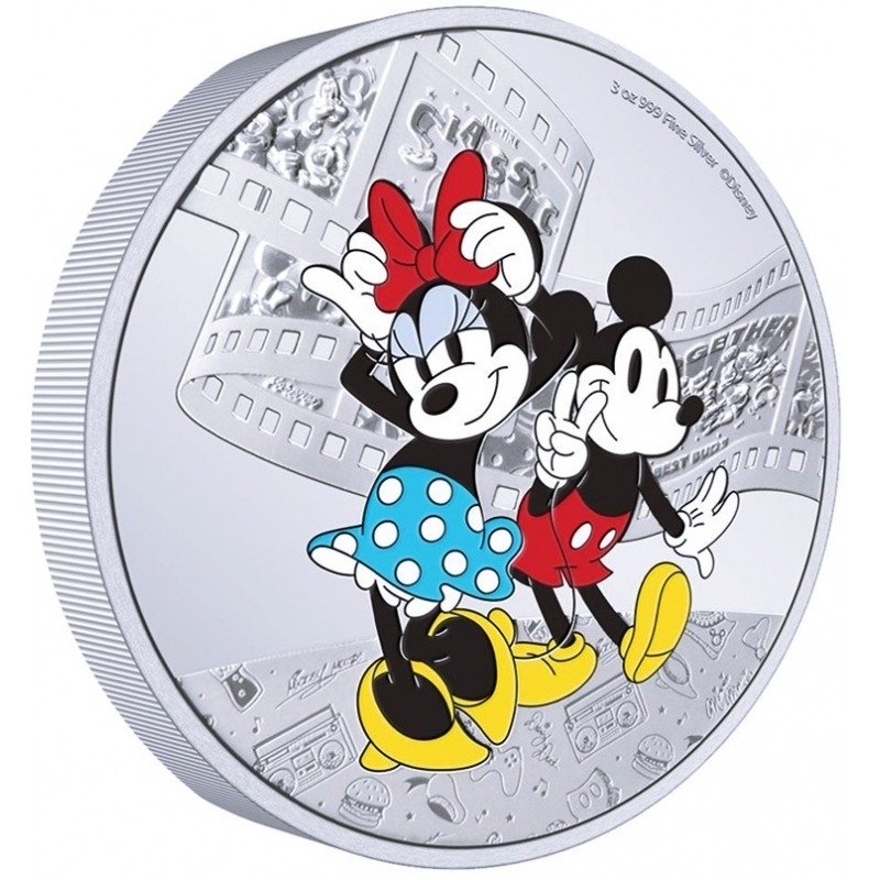 纽埃. 2023 - MICKEY MOUSE + MINNIE MOUSE - Disney Kollektion Mickey + Freunde - 3 oz - with BOX and COA #1.0