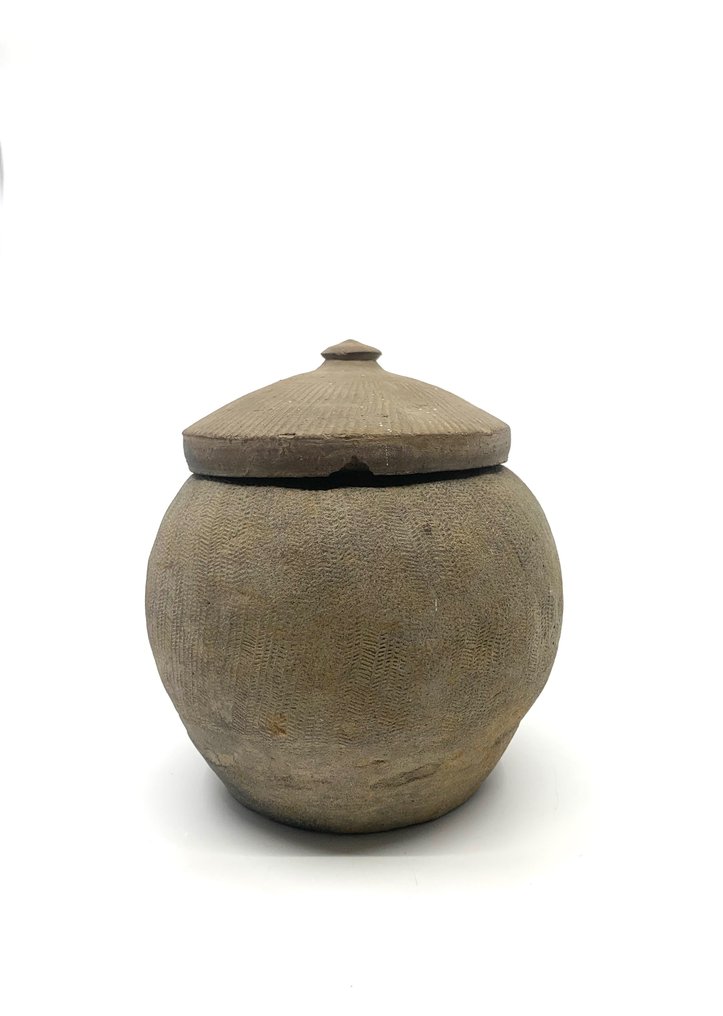 Antiguo Vietnam - Período Han - Terracota - Tarro de almacenamiento con tapa - 20 cm #2.1