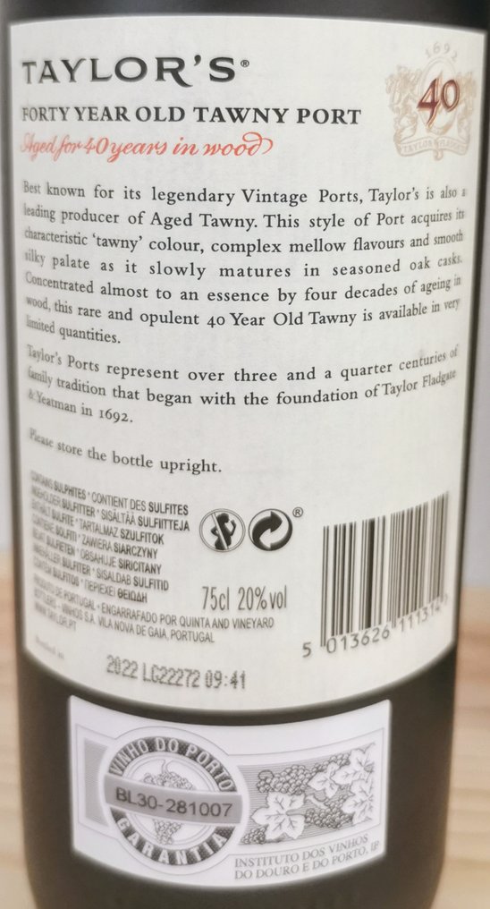 Taylor's - 40 years old Tawny - Engarrafado em 2022 - Porto - 1 Garrafa (0,75 L) #2.1