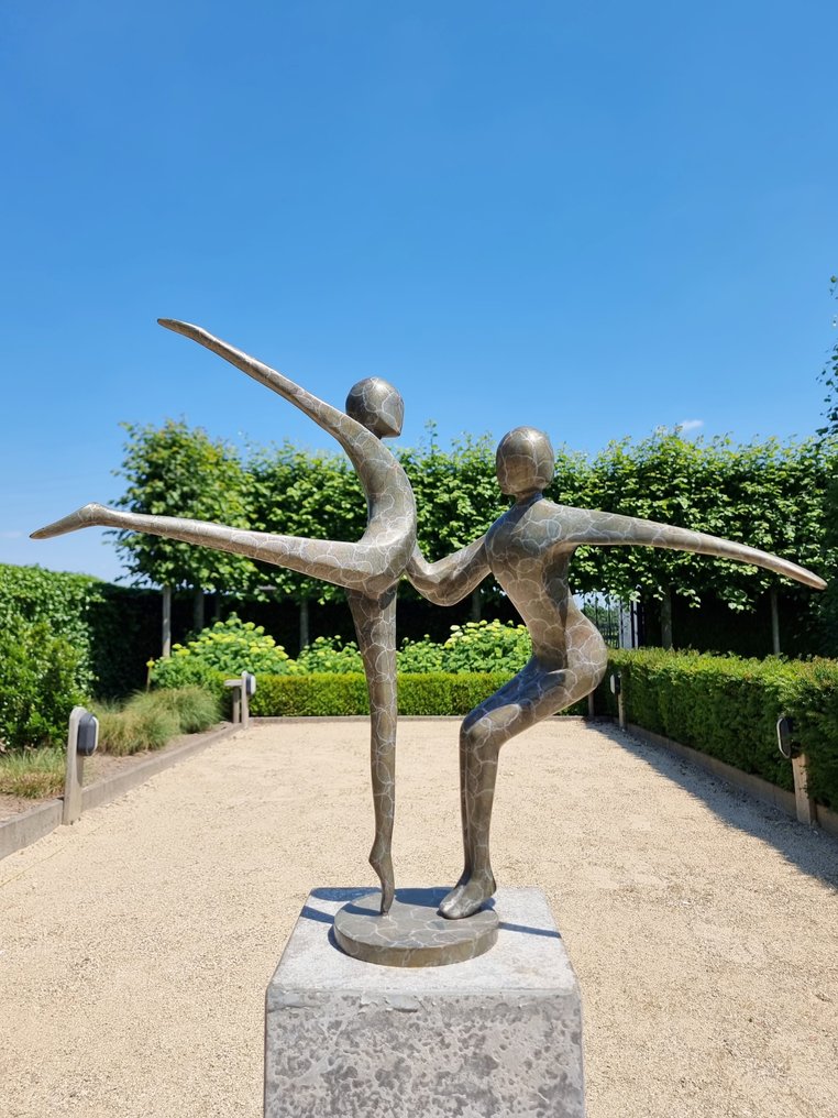 Skulptur, Dancing couple - 57 cm - Patineret bronze #1.1