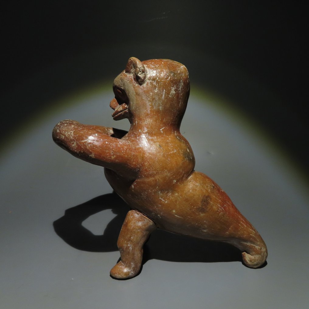 Chorrera, Εκουαδόρ Terracotta Μπολ σε σχήμα μαϊμού. 1200-300 π.Χ. 17 cm Υ. Με Ισπανική άδεια εισαγωγής. #2.1