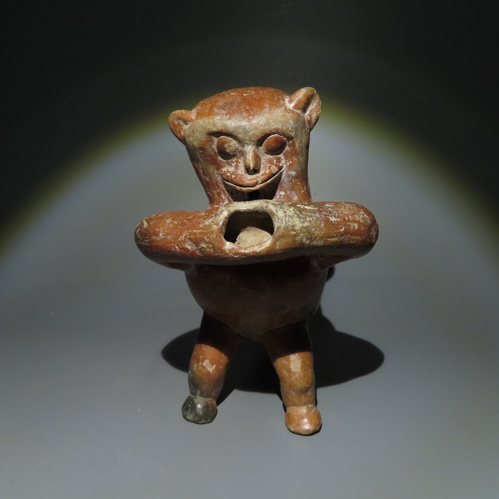 Chorrera, Εκουαδόρ Terracotta Μπολ σε σχήμα μαϊμού. 1200-300 π.Χ. 17 cm Υ. Με Ισπανική άδεια εισαγωγής. #1.2