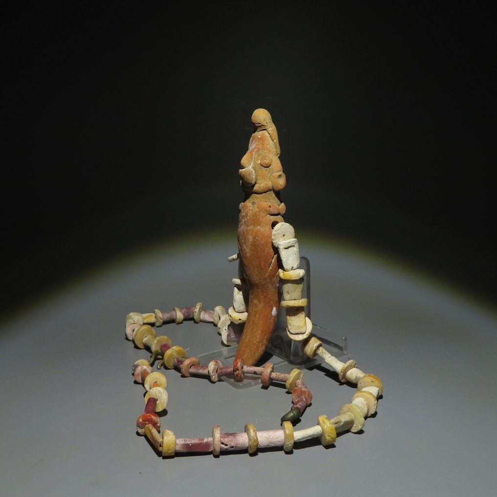 Nayarit, Mexico Terracotta Pendant with Spondylus Beads. 200 BC-200 AD. 63.5 cm D. With Spanish Import license. #2.1