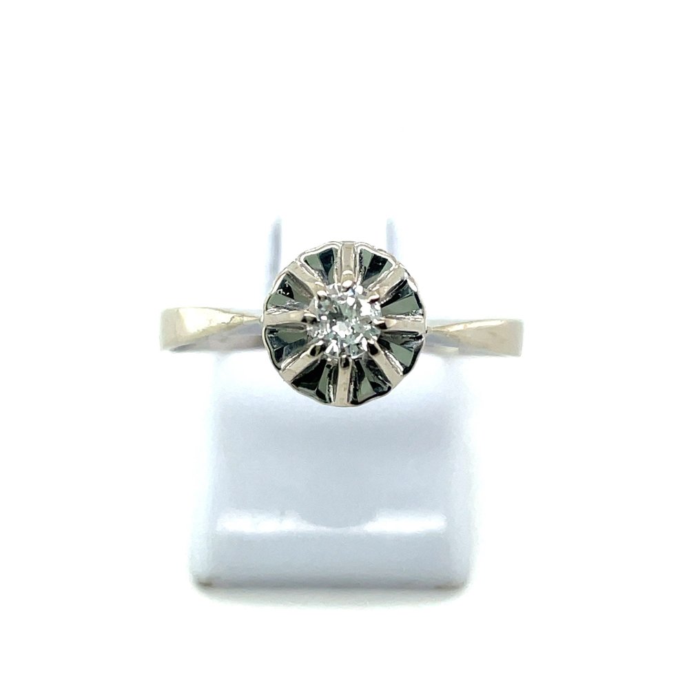 订婚戒指 - 18K包金 白金 - 0.20ct. tw. 钻石 (天然) - 0,20克拉 solitaire RS 60 #4.3