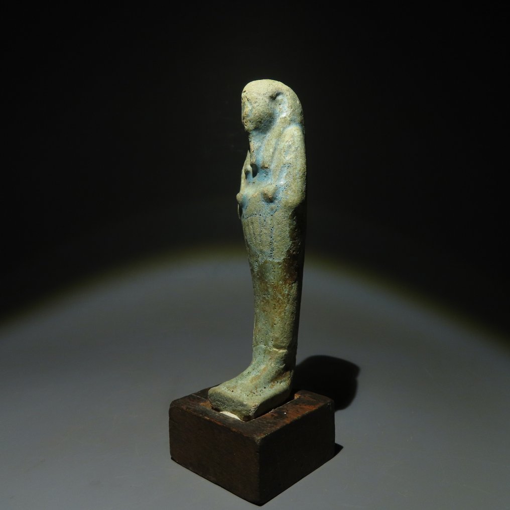 Egiptul Antic FaianÈ›Äƒ Shabti. Perioada târzie 664-332 î.Hr. 11 cm H. Licență de export spaniolă. #1.2