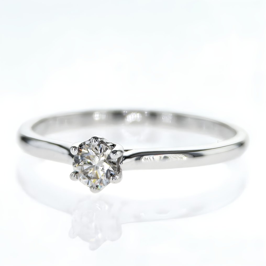 Pierścionek zaręczynowy - 14-karatowe Białe złoto -  0.24ct. tw. Diament #2.1