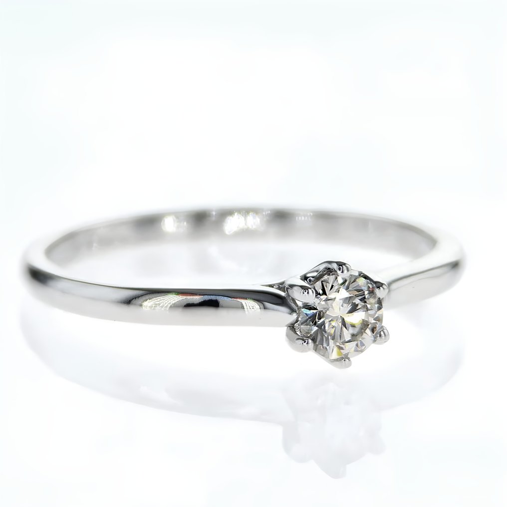 Pierścionek zaręczynowy - 14-karatowe Białe złoto -  0.24ct. tw. Diament #1.2