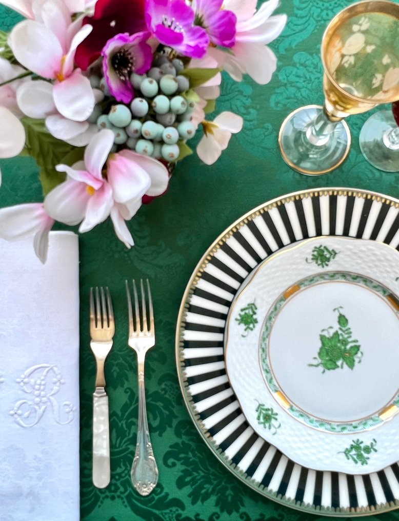 Tablecloth for large tables, dry green damask. - Tablecloth - 280 cm - 170 cm #4.3