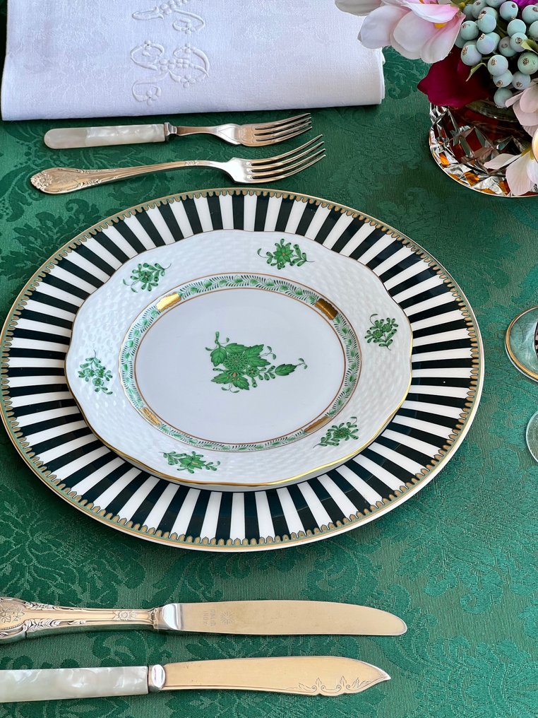 Tablecloth for large tables, dry green damask. - Tablecloth - 280 cm - 170 cm #3.2