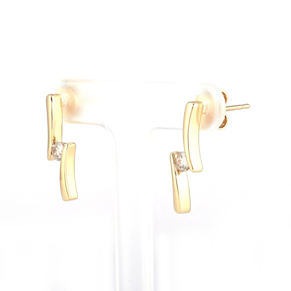耳环 - 18K包金 黄金 钻石  (天然)  #1.2