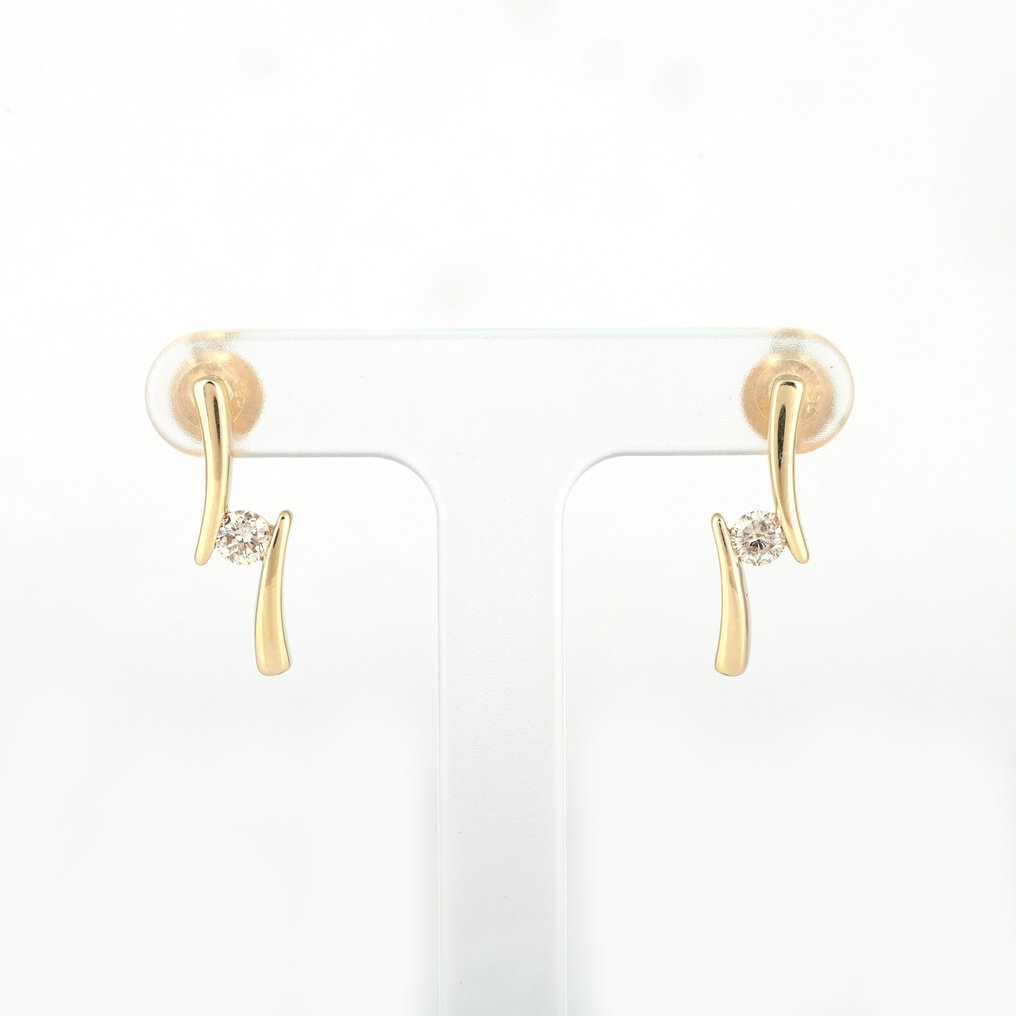 耳環 - 18 克拉 黃金 鉆石  (天然) #1.1