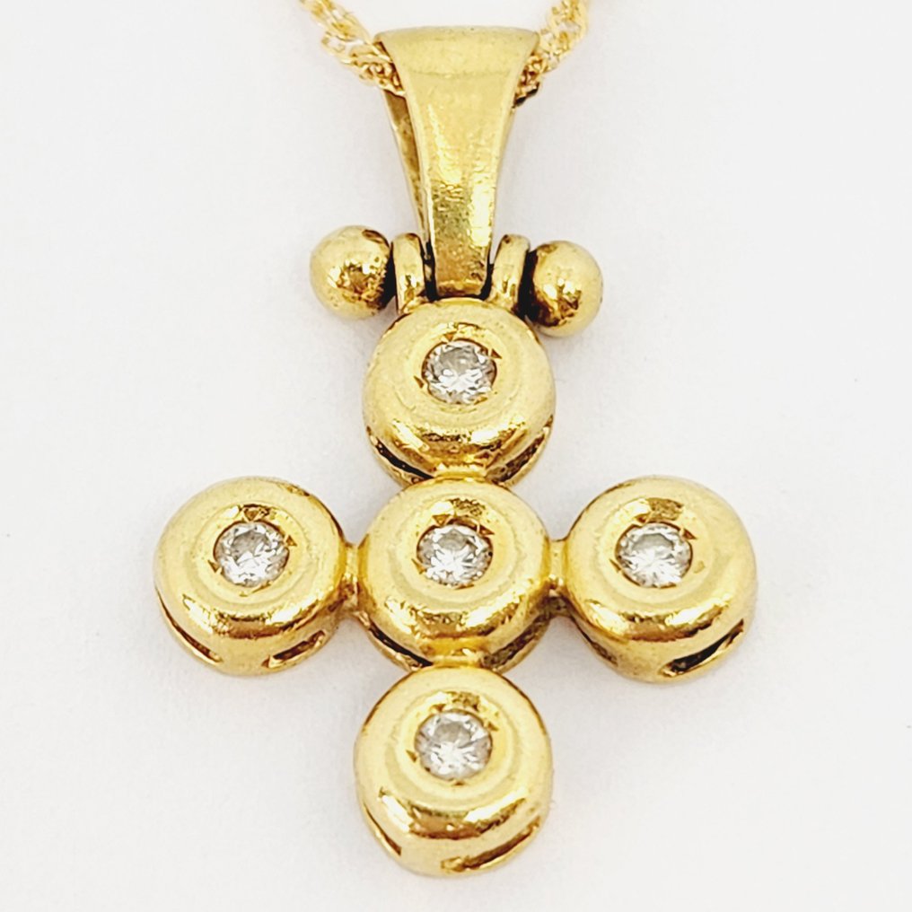 18 carati Oro giallo - Collana con pendente - 0.14 ct Diamante #1.2