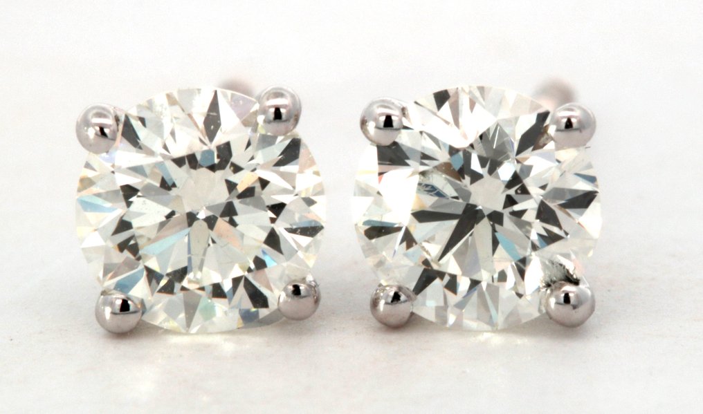 14 kt. White gold - Earrings - 0.70 ct Diamond - Diamonds #1.1