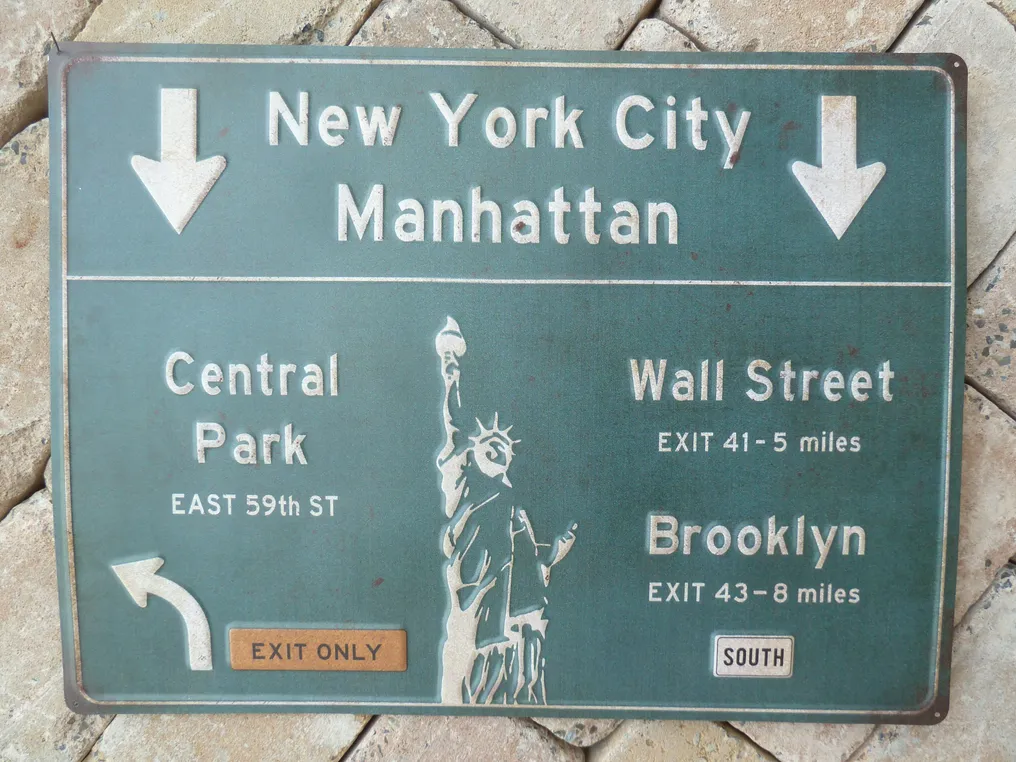 Tegn - New York City vejskilt - Fremstillet i USA - New York City - metalplade #1.1