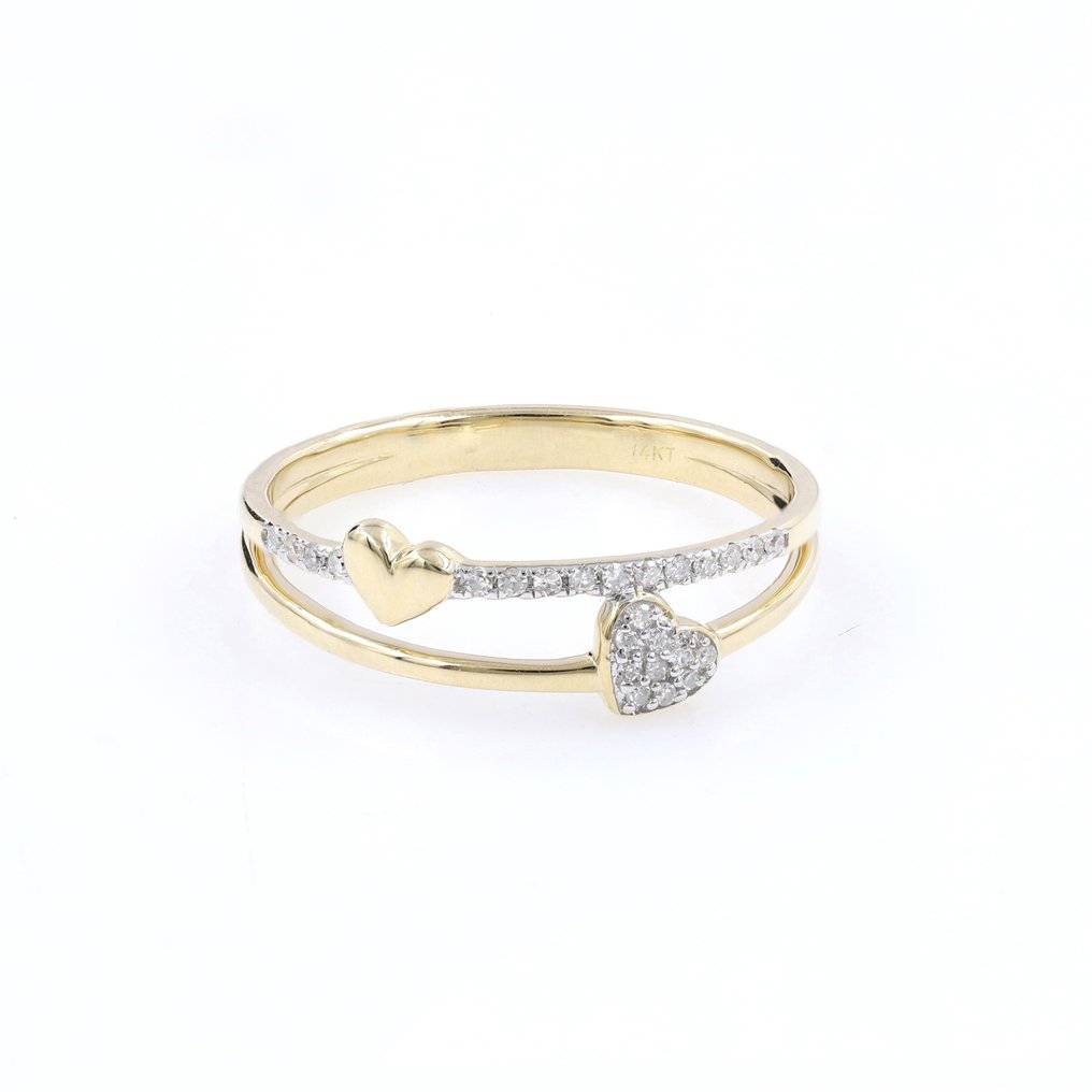 没有保留价 - 戒指 - 14K包金 黄金 - 0.10ct. tw. 钻石 (天然) #2.1