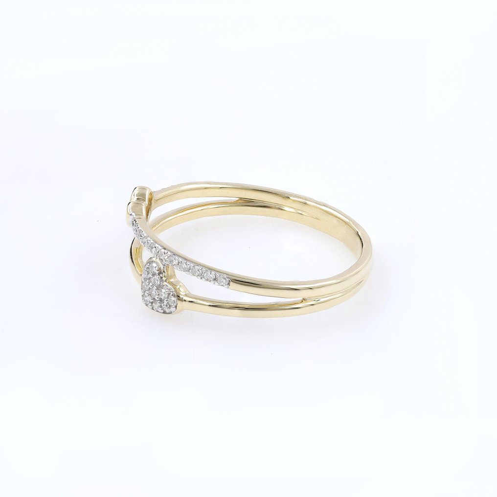 没有保留价 - 戒指 - 14K包金 黄金 - 0.10ct. tw. 钻石 (天然) #4.3