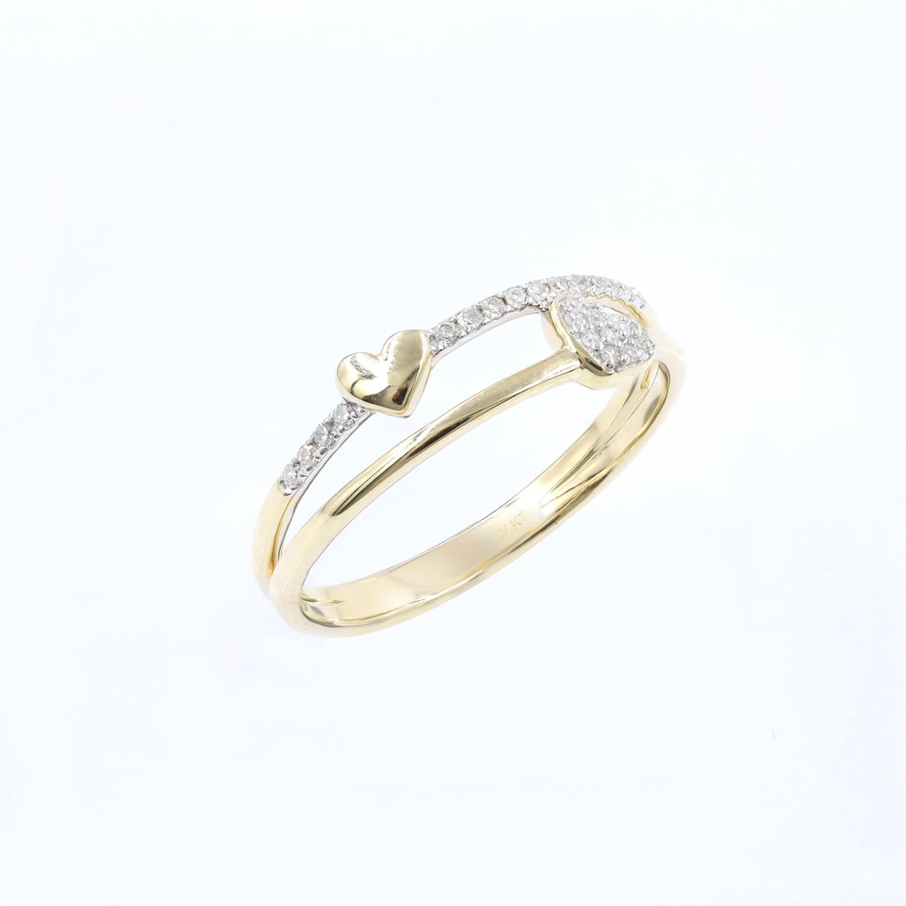 没有保留价 - 戒指 - 14K包金 黄金 - 0.10ct. tw. 钻石 (天然) #1.0