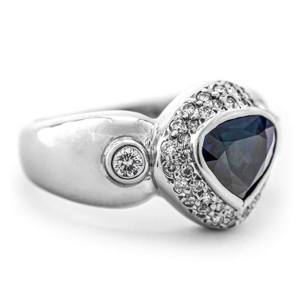 Ring Platina -  3.49ct. tw. Saffier - Diamant #3.2