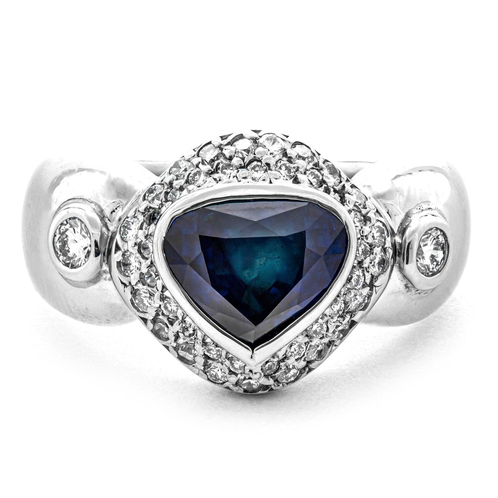 Ring Platina -  3.49ct. tw. Saffier - Diamant #1.2