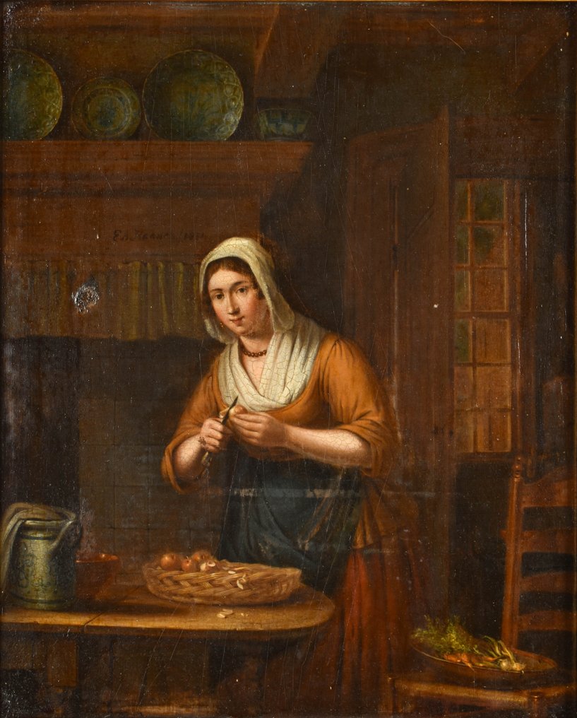 Elizabeth Alida Haanen (1807-1881) - The maid peeling potatos #1.1