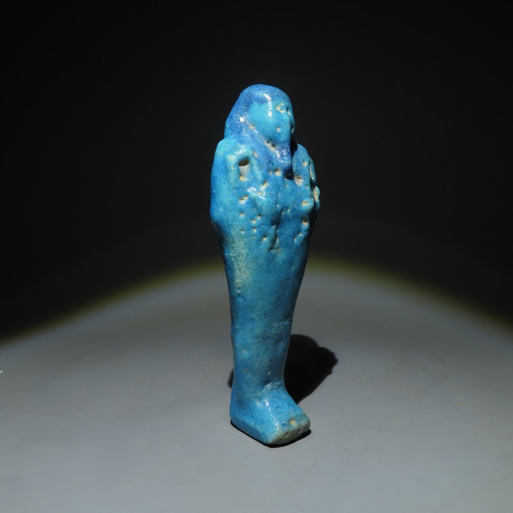 Antigo Egito, Pré-dinástico Faience Ushebti. Período Tardio, 664 - 332 AC. 12 cm de altura. #1.2