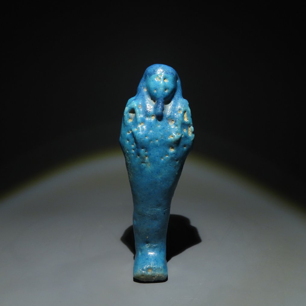 古埃及 Faience 乌舍卜提（Ushebti）。晚期，公元前 664 - 332 年。高 12 厘米。 #1.1
