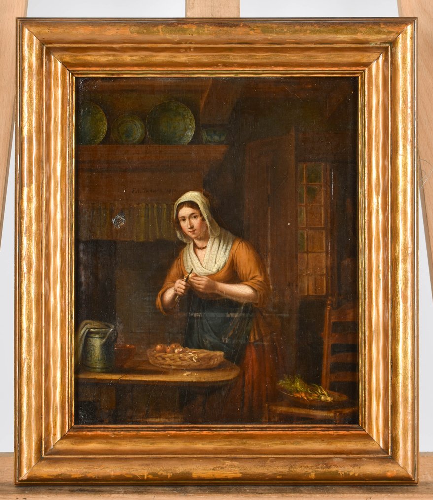 Elizabeth Alida Haanen (1807-1881) - The maid peeling potatos #2.1