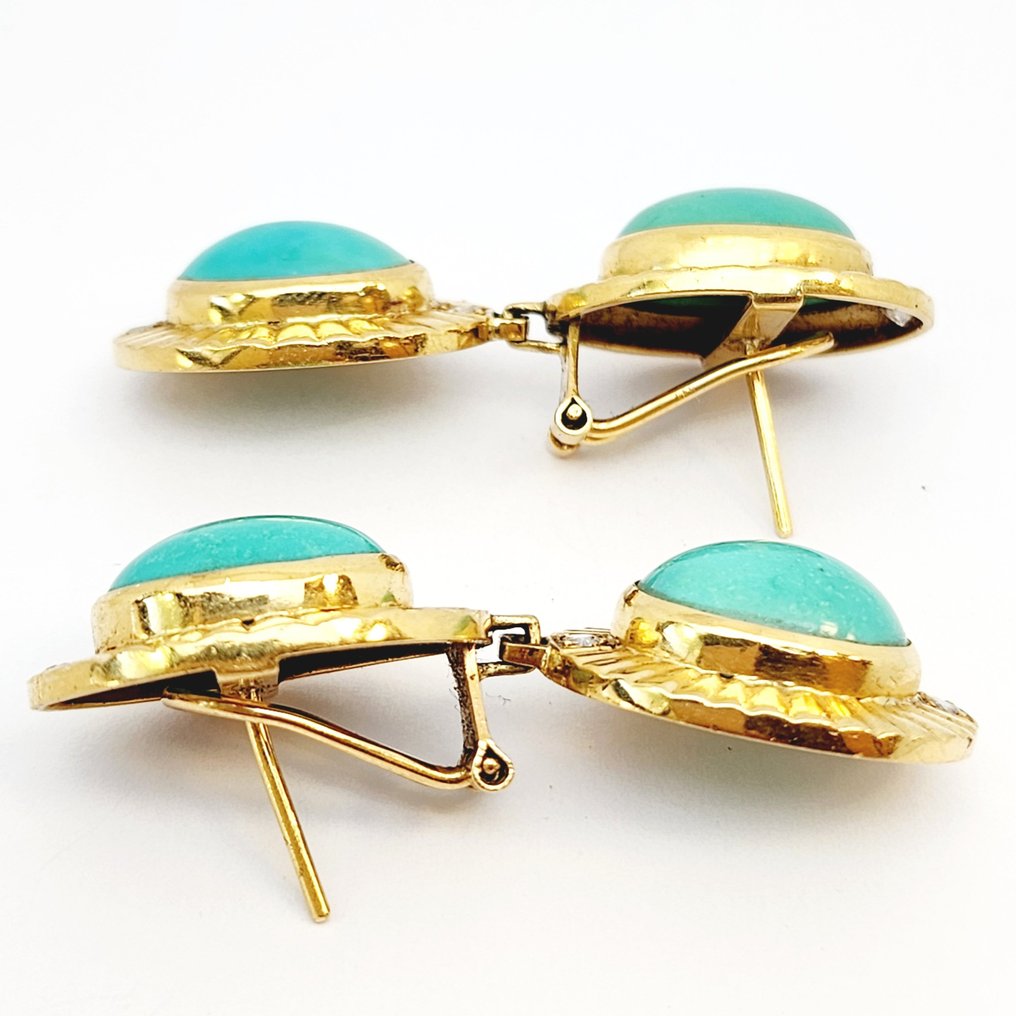 Κρεμαστά σκουλαρίκια Κίτρινο χρυσό Τυρκουάζ  #1.2