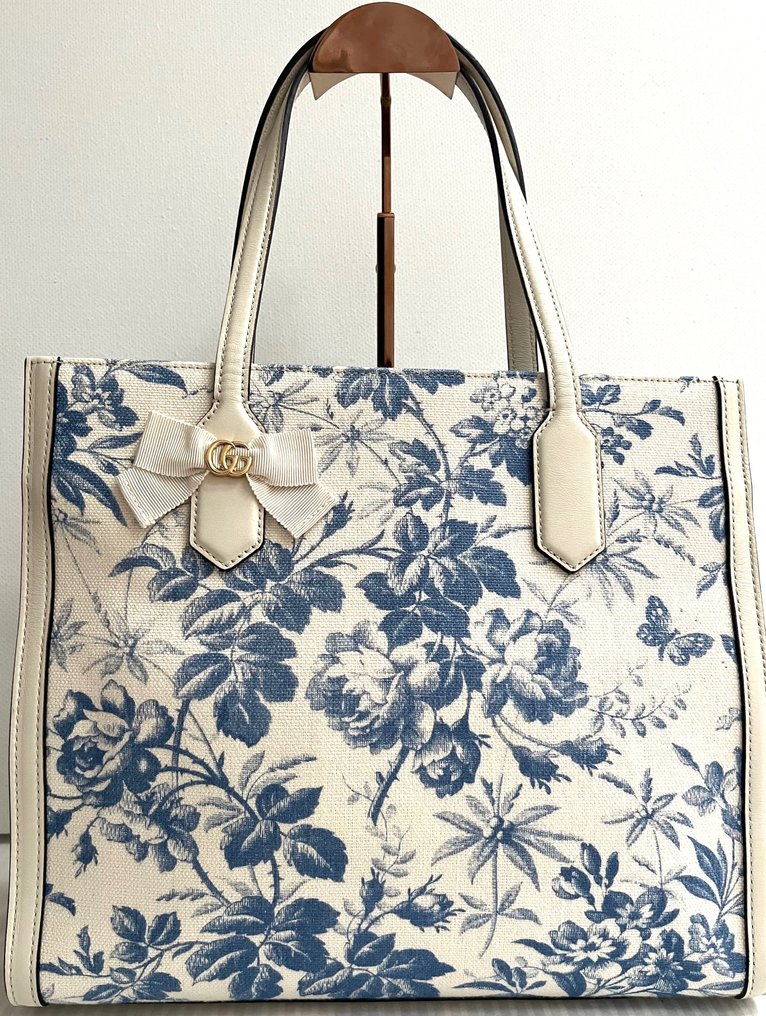 Gucci - "Herbarium" - Tote Bag - Flower Print - LIMITED EDITION - Leder/Canvas - White/Blue - Sac à main #1.1