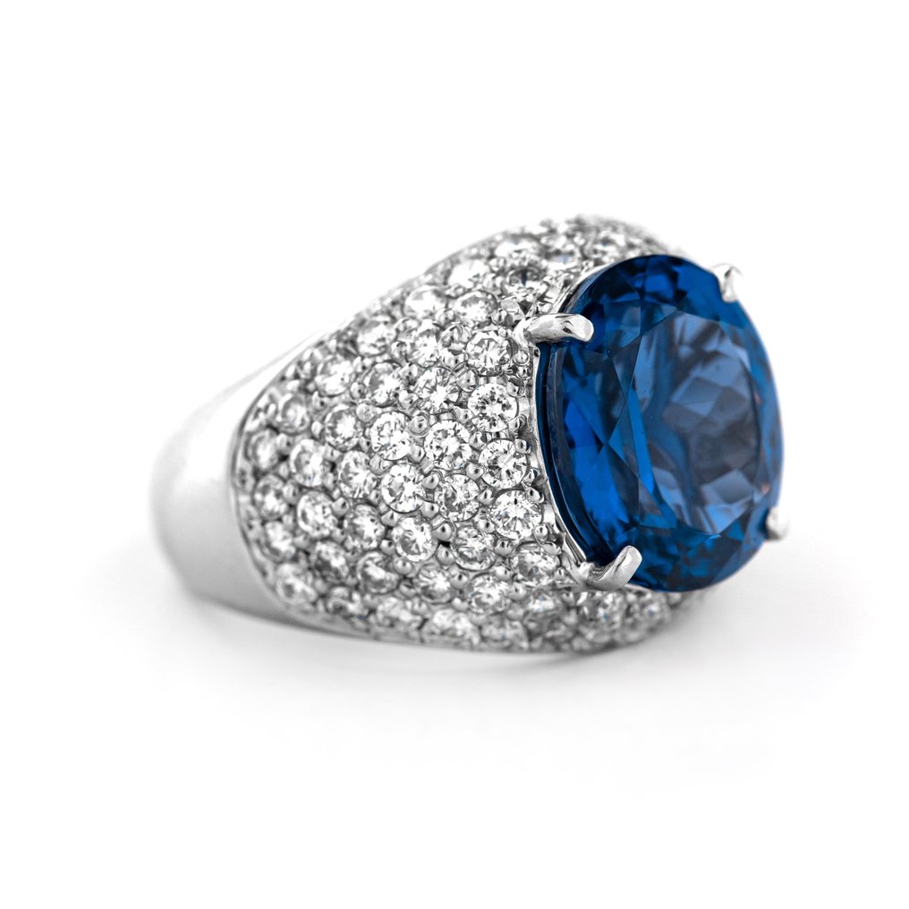 Ring Platin -  6.81ct. tw. Tanzanit - Diamant #3.2