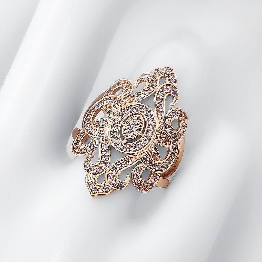 Sormus - 14 kt. Ruusukulta - 0.70ct. tw. Vaaleanpunainen Timantti (Luonnonvärinen) #1.0