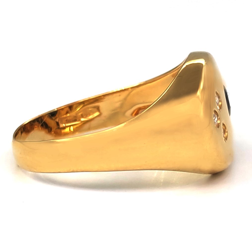 Gyűrű - 18 kt. Sárga arany -  0.05 tw. Gyémánt - Zafír  #2.1