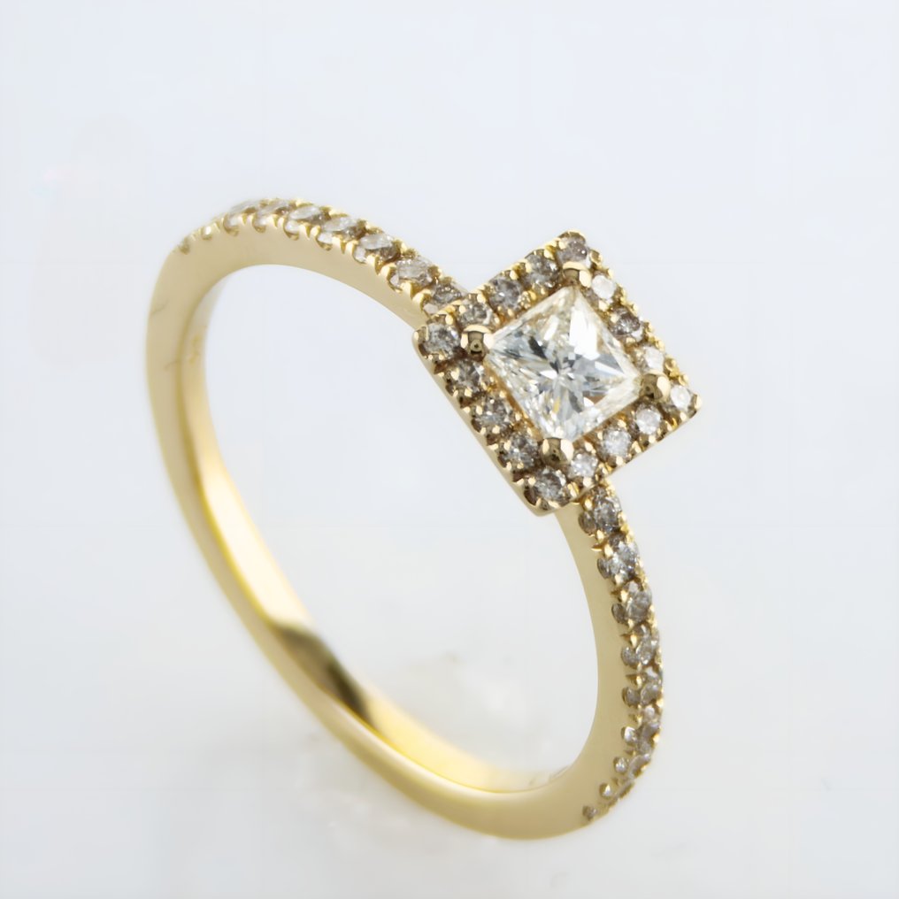 Engagement ring - 14 kt. Yellow gold -  0.60ct. tw. Diamond  (Natural) - Diamond #1.1