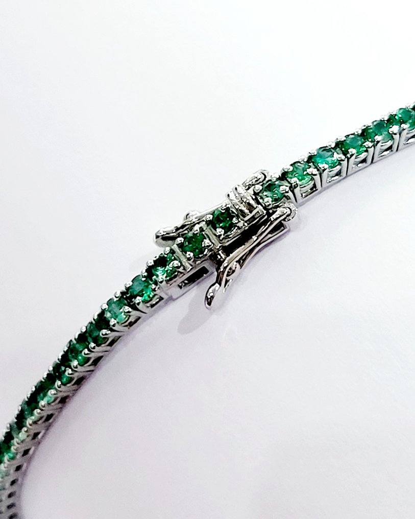 18 kt. White gold - Bracelet, Necklace with pendant - 2.80 ct Emerald #3.1