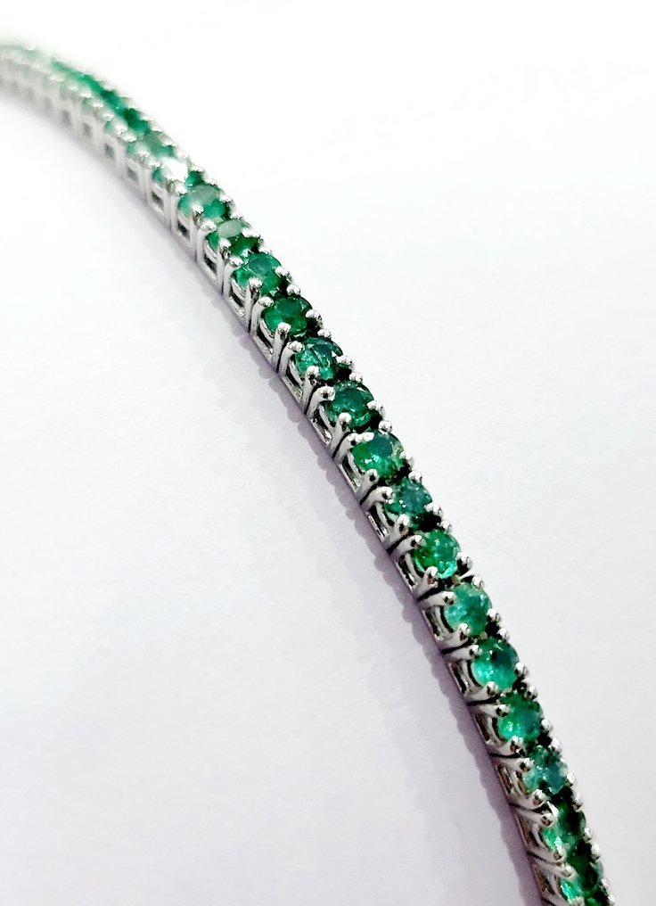 18 kt. White gold - Bracelet, Necklace with pendant - 2.80 ct Emerald #2.1