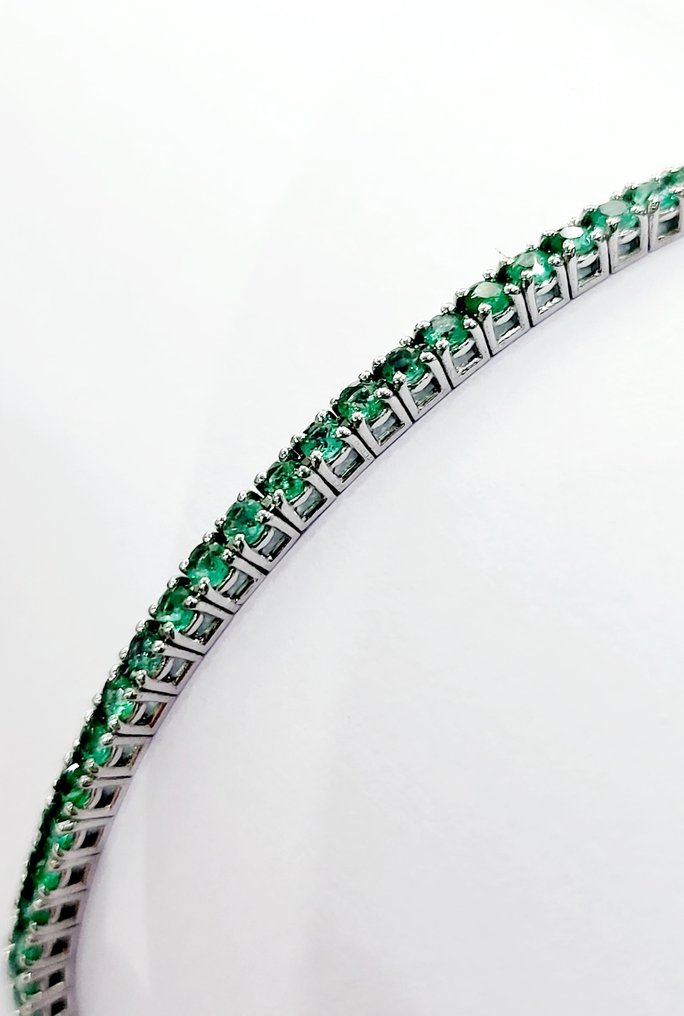 18 kt. White gold - Bracelet, Necklace with pendant - 2.80 ct Emerald #2.2