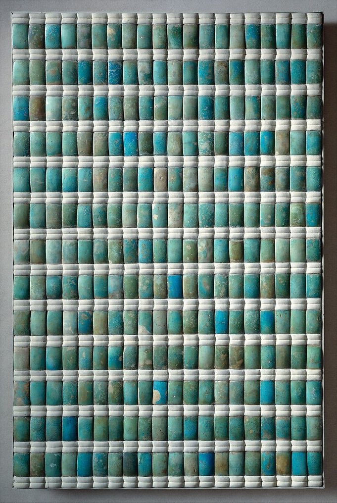 Ancient Egypt, Old Kingdom Faience Djoser's Pyramid funerary Tile. 5,7 cm H. From a Royal collection. #3.2