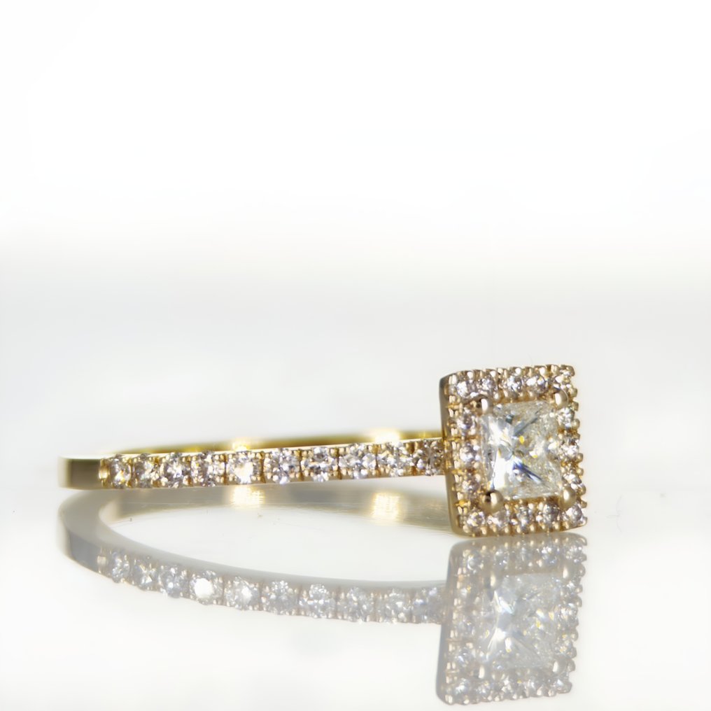 Engagement ring - 14 kt. Yellow gold -  0.60ct. tw. Diamond  (Natural) - Diamond #1.2