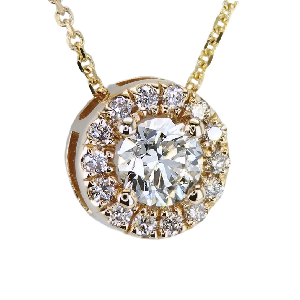 Necklace with pendant - 14 kt. Yellow gold -  0.44ct. tw. Diamond  (Natural) #1.2