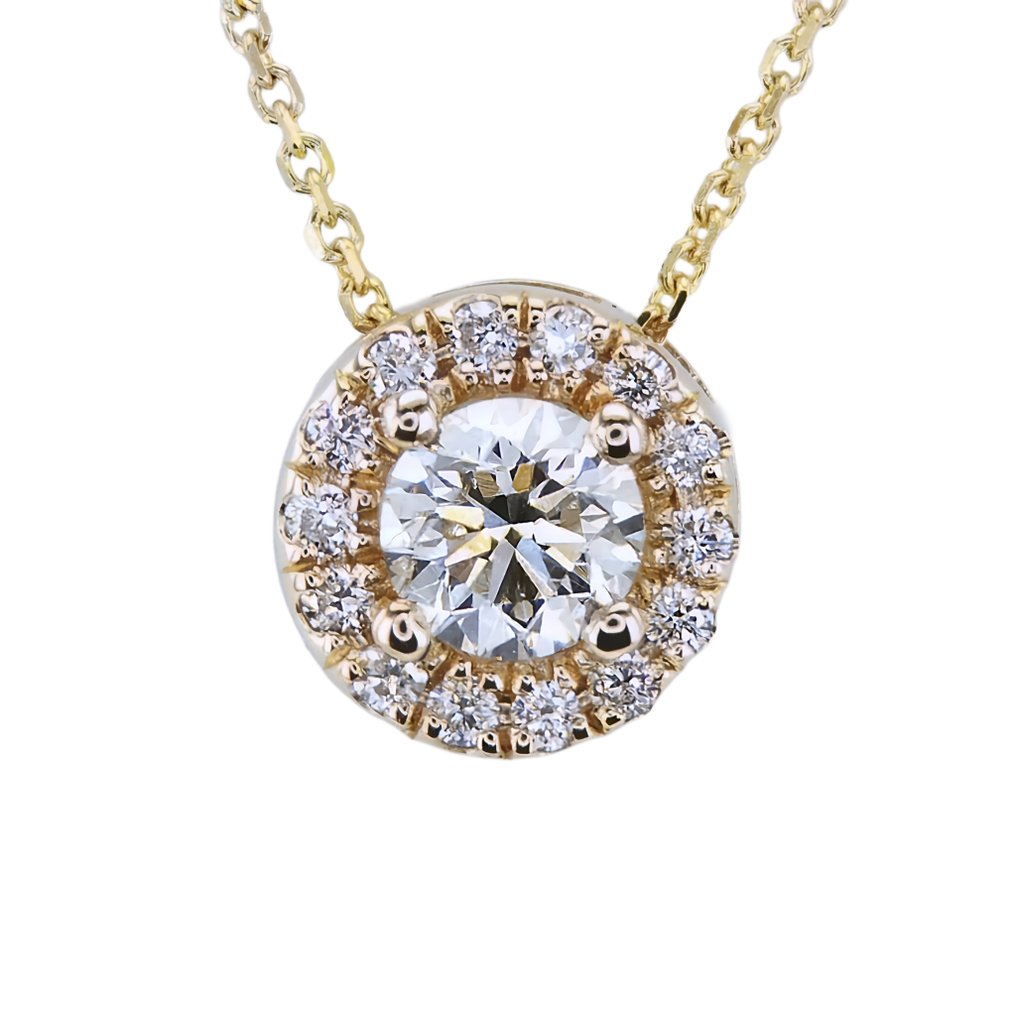 Necklace with pendant - 14 kt. Yellow gold -  0.44ct. tw. Diamond  (Natural) #1.1