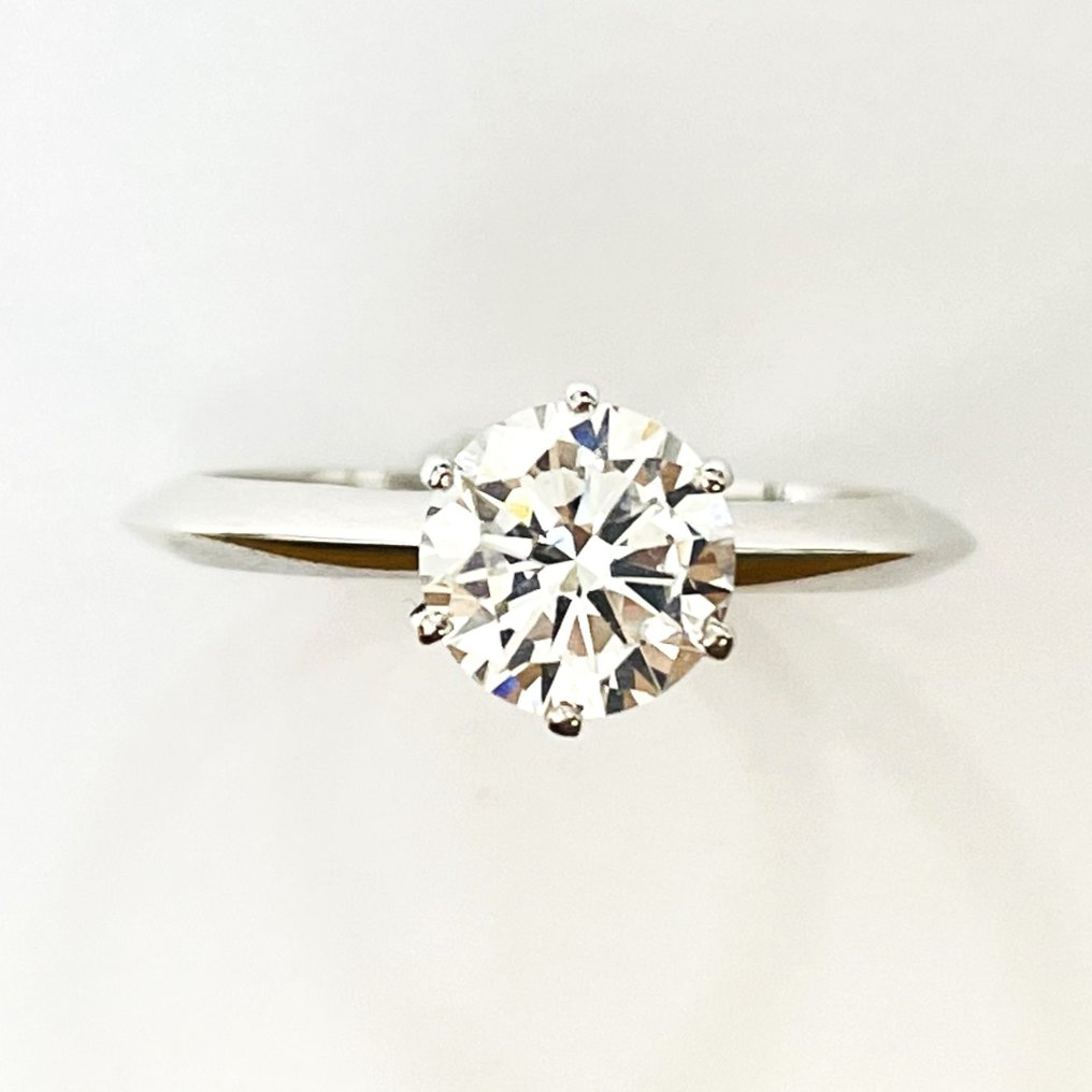 14 kt Weißgold - Ring - 1.03 ct Diamant - J VVS1, AIG-zertifiziert #1.1