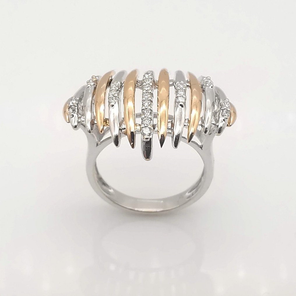 18 karat Hvitt gull, Rosegull - Ring - 0.22 ct Diamant #1.1