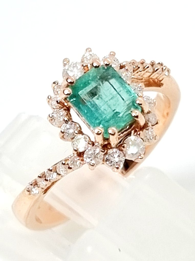 Ring - 18 kt. Rose gold Emerald - Diamond #1.2