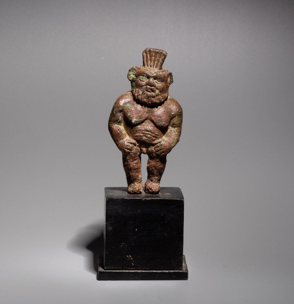 Oud-Egyptisch Brons God Bes. Late periode, 664 - 332 v.Chr. 10cm H. #1.1