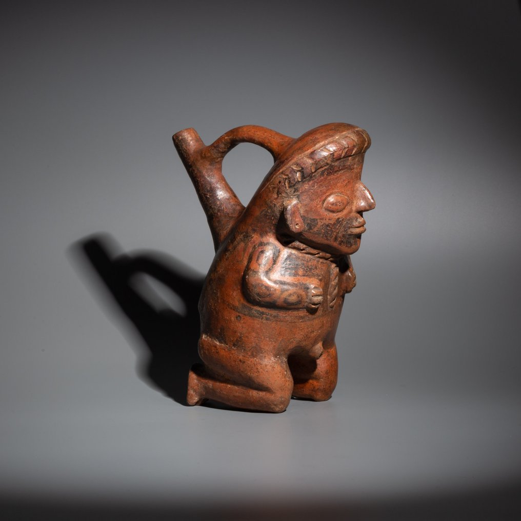 Vicús, Peru Terrakotta Orjan muotoinen astia. 100 eKr.-400 jKr. 20 cm H. Espanjan tuontilupa. #1.2