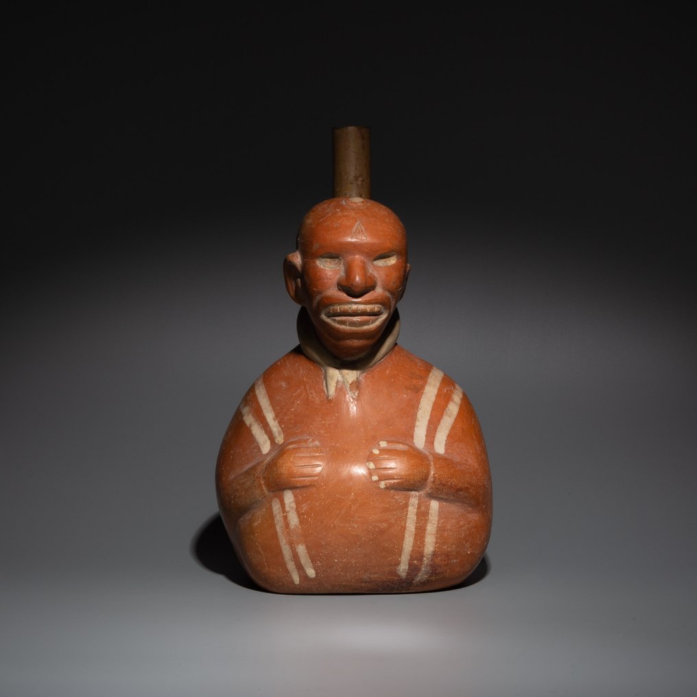 Moche, Peru Terracotta Huaco. 50–800 n. Chr. 22,5 cm H. Spanische Exportlizenz. #2.1