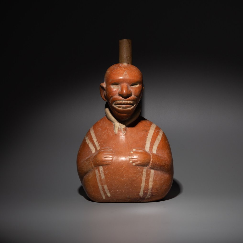 Moche, Peru Terracotta Huaco. 50–800 n. Chr. 22,5 cm H. Spanische Exportlizenz. #1.1