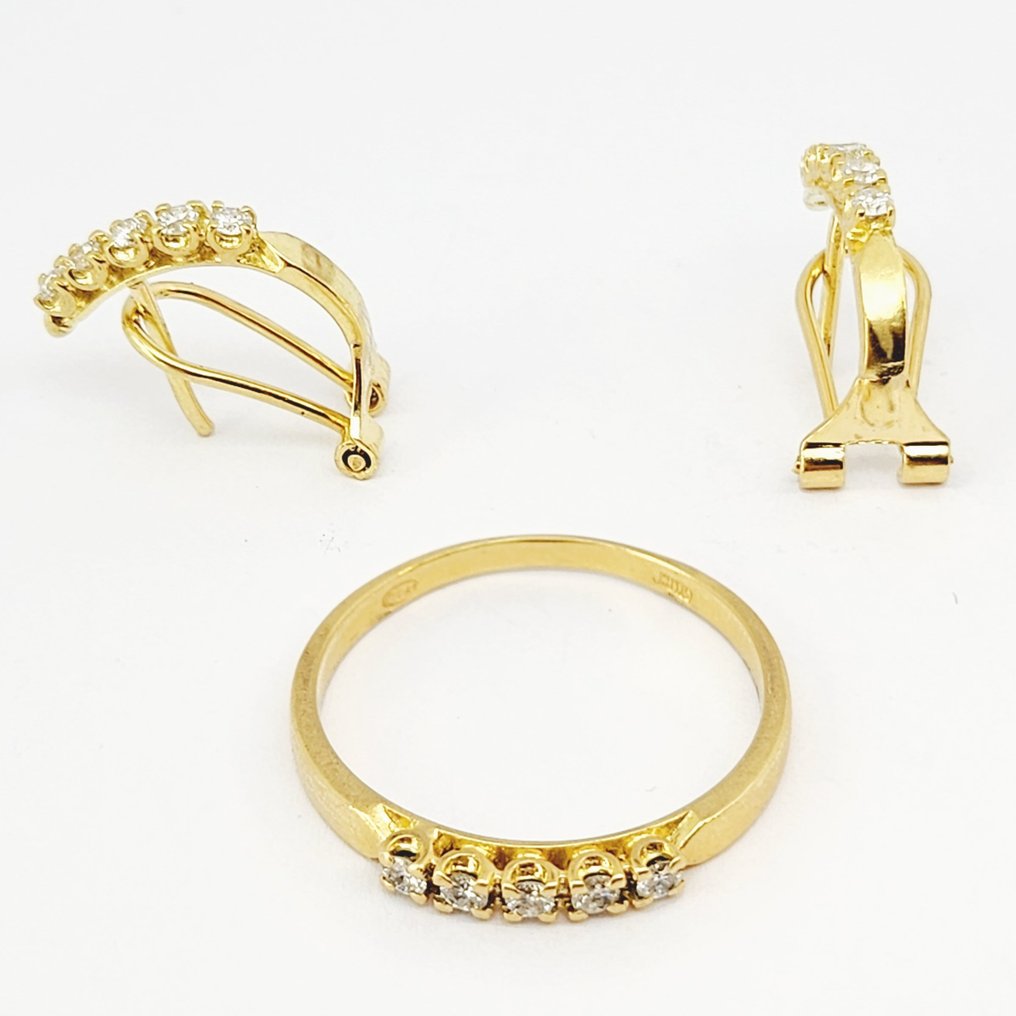 18 克拉 黃金 - 戒指, 耳環 - 0.52 ct Diamonds #1.2