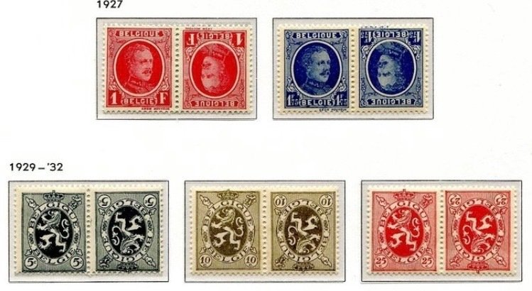 Belgia 1927/1940 - pełna kolekcja odwróconych znaczków - OBP / COB KP1/22 #2.1