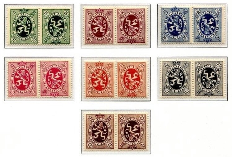 Belgia 1927/1940 - pełna kolekcja odwróconych znaczków - OBP / COB KP1/22 #3.2